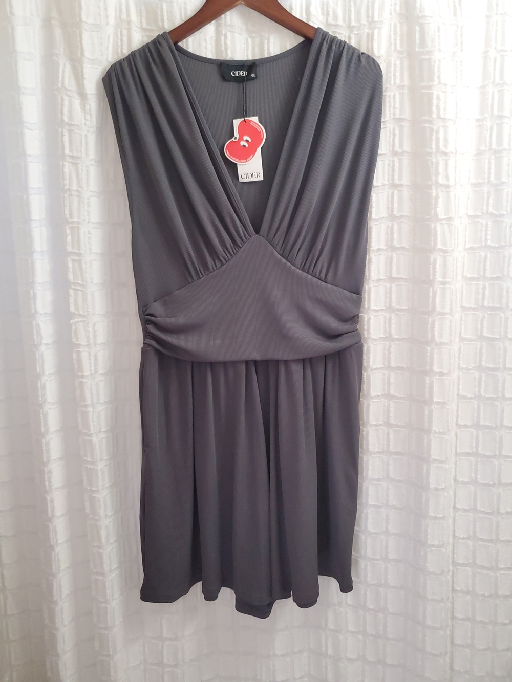 Cider Charcoal V-Neck Sleeveless Jumpsuit Romper